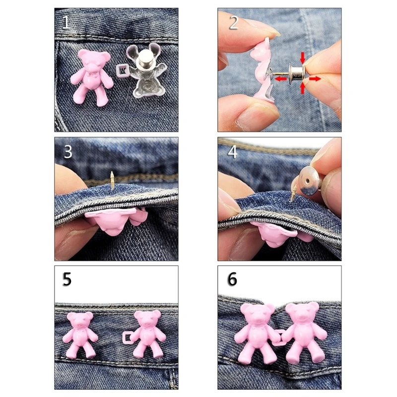 2Pcs Bear Shaped Jean Buttons Adjustable Jean Button Waist Buckle Snap  Pants Buckle Extender Replacement Jeans Button Tightener - AliExpress