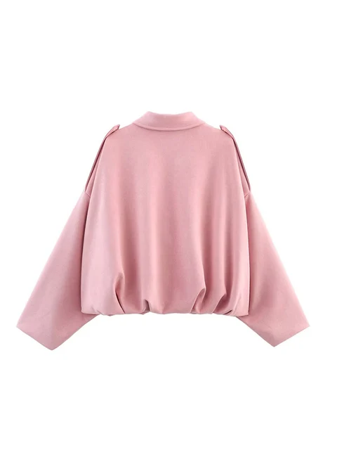 TFMLN Women Suede Bomber Jacket Spring New Fashion Long Sleeve Zipper Oversize Solid Bomber Coat Chic Lady 2025 Streetwear 3
