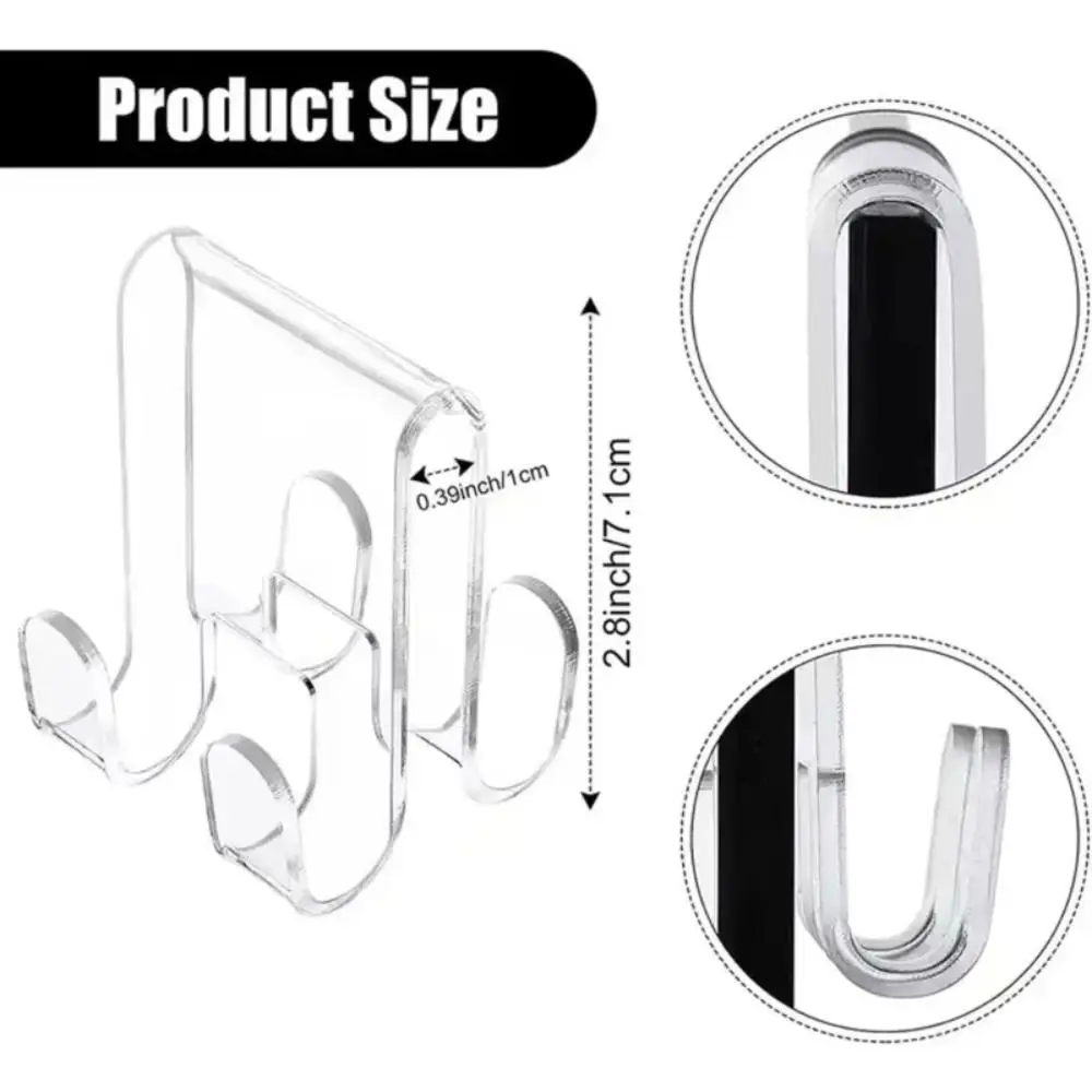 Punch-Free Shower Door Hook Transparent Wall Mounted Acrylic Shower Hanger Strong Load-Bearing Clothing Hangings Rack