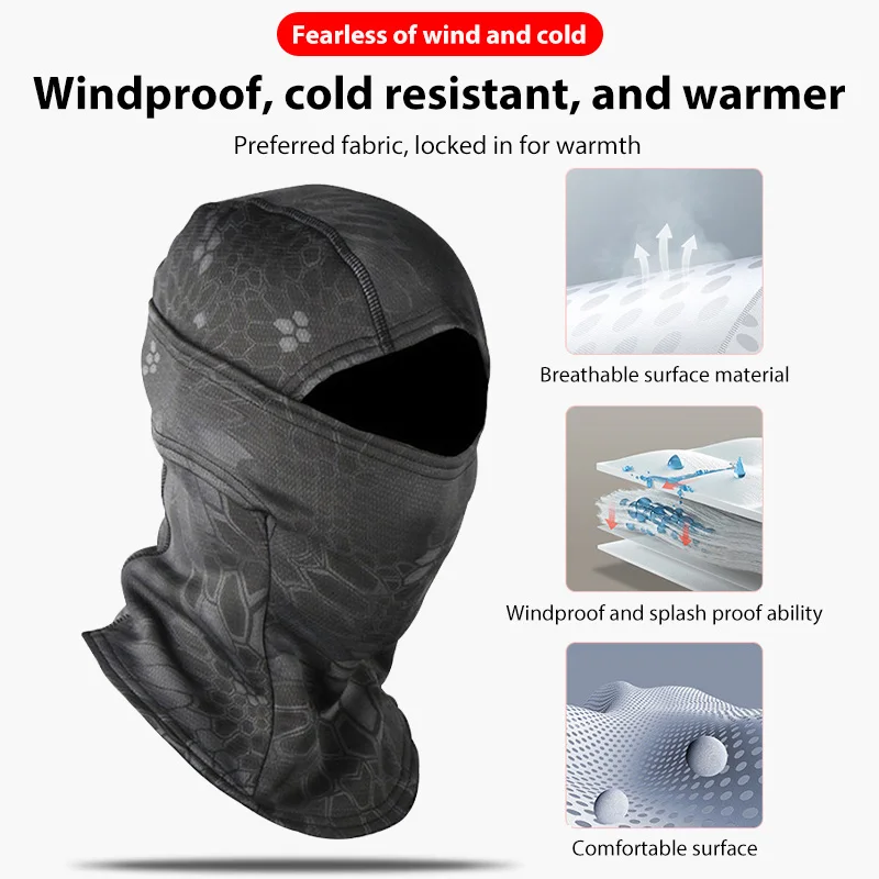 Winter Cycling Balaclava Camouflage Balaclava Windproof Fleece-Lined Thermal Neck Warmer Outdoor Sports Mask For Men And Women