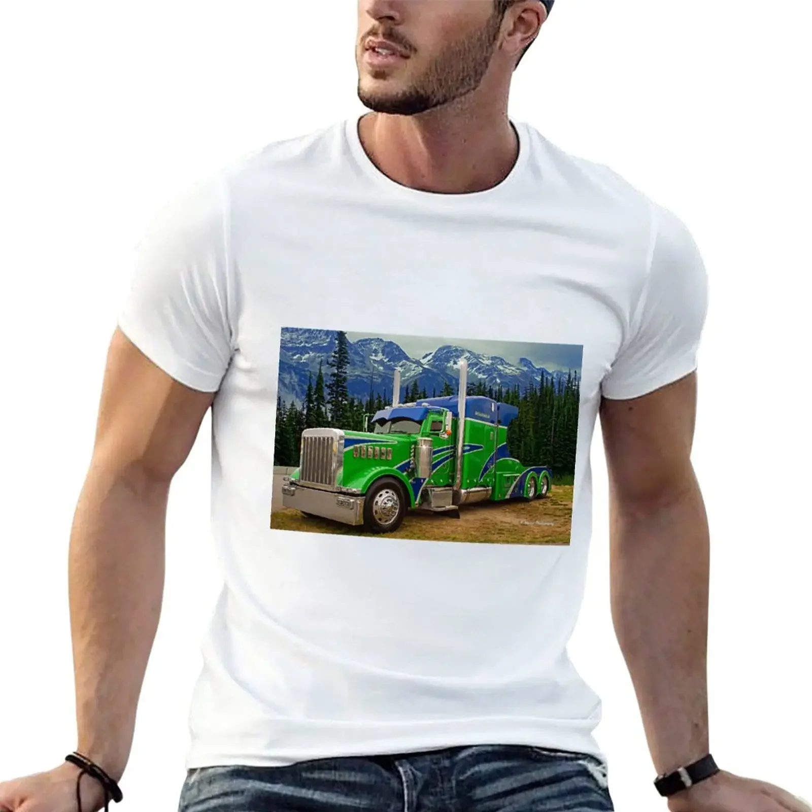 

Blue and Green Custom Peterbilt T-Shirt oversizeds sublime aesthetic clothes mens big and tall t shirts