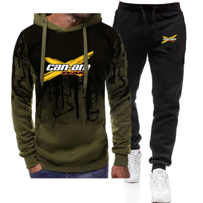 CAN-AM BRP 2022 Men's New Tracksuit Printing Gradient Color Hoodies Cotton Harajuku Hooded Tops And Pants Casual Sweatpant Sets 2