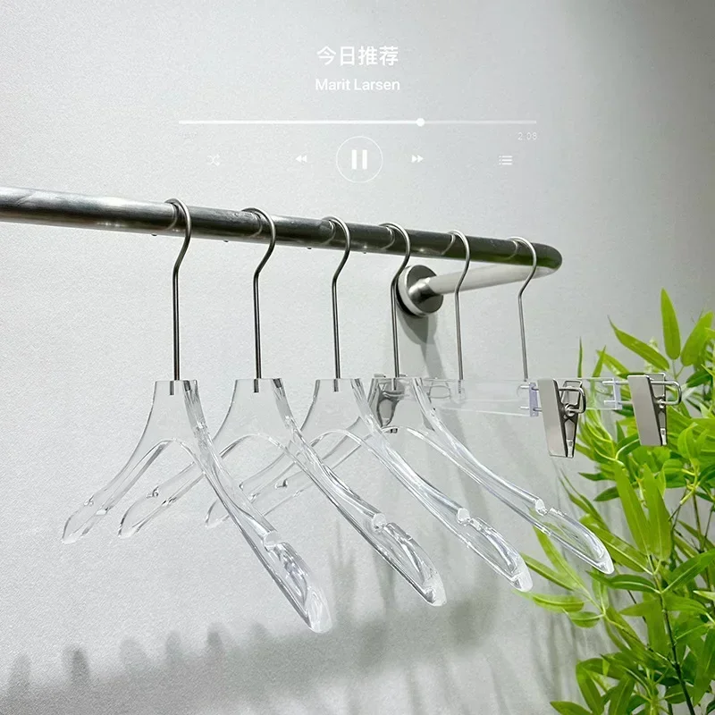 【5 Pcs】Transparent Acrylic Hangers for High-end Clothing Stores 4