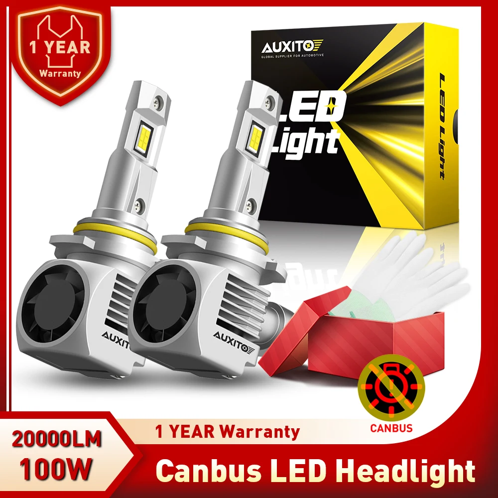 LED Car Headlight Bulb 2Pcs 20000Lm 100W H7 H9 H8 H11 H4 Canbus Error Free Hi/Lo Beam 9007 H16JP 9012 HIR2 6000K