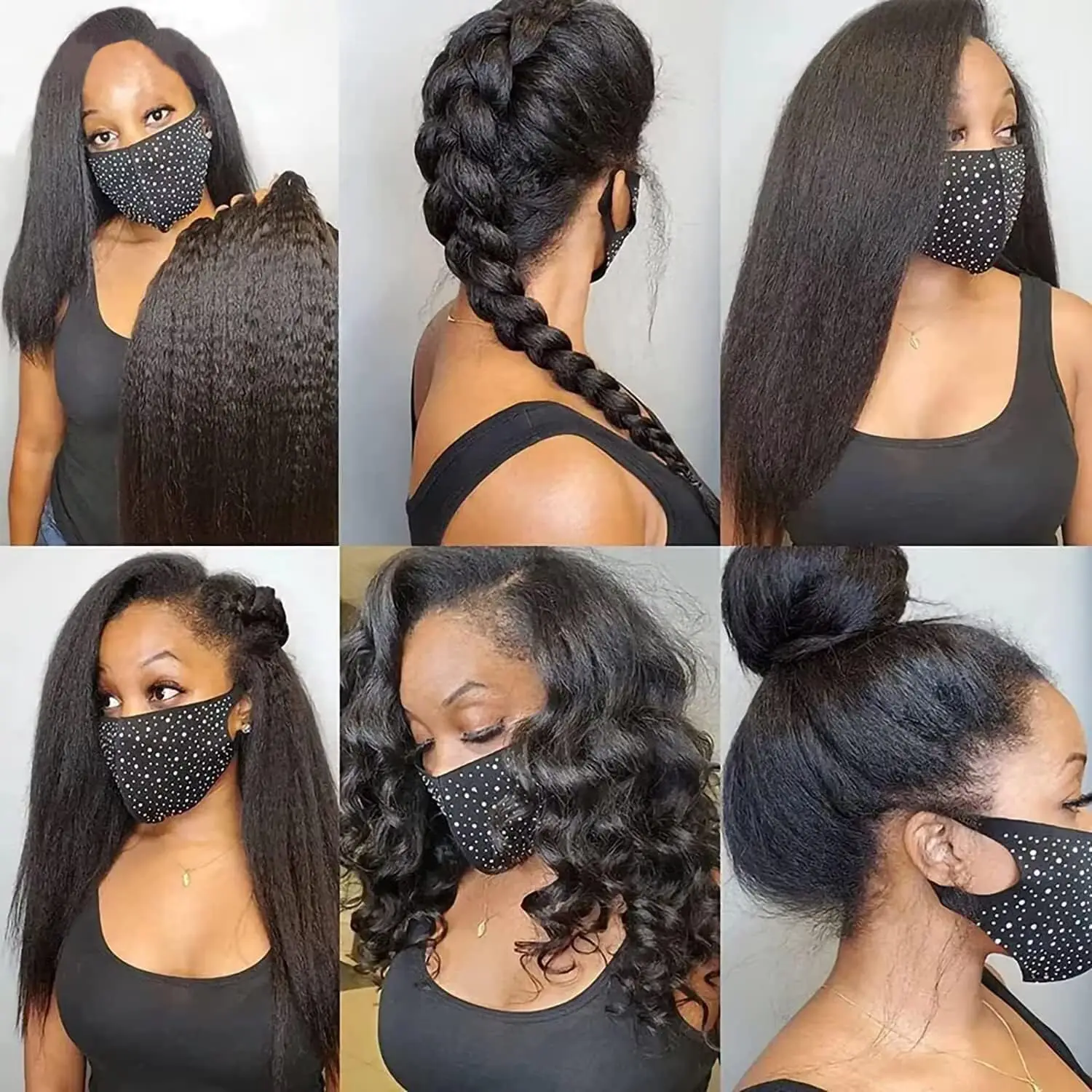 Kinky Straight Lace Front Wig Pre Plucked 13x4 Lace Front Wigs Human Hair for Black Women Long Yaki Synthetic Wig Soft & Natural