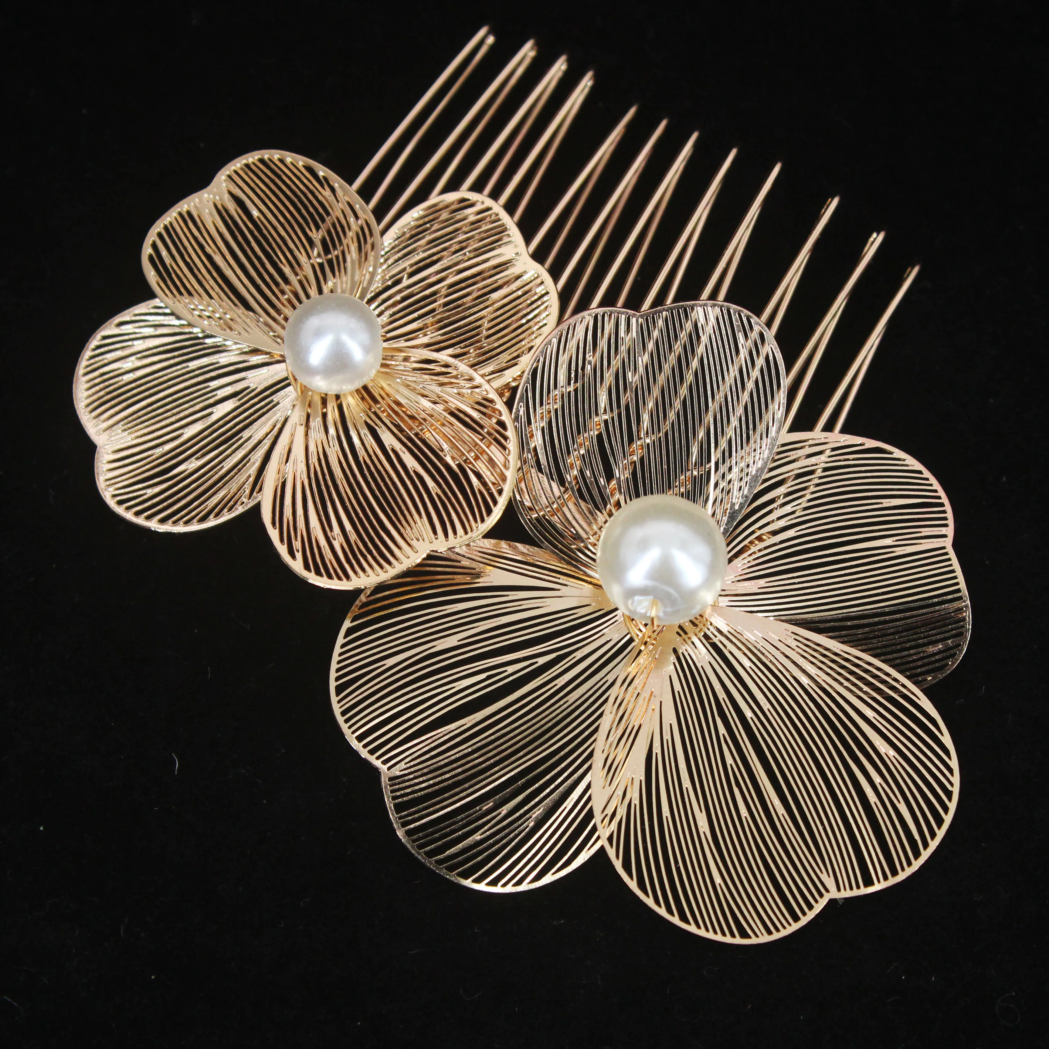 Hair Accessories 2PCS Bridal Headdress Handmade Flower Pearl Hair Comb Pins Wedding Styling Jewelry