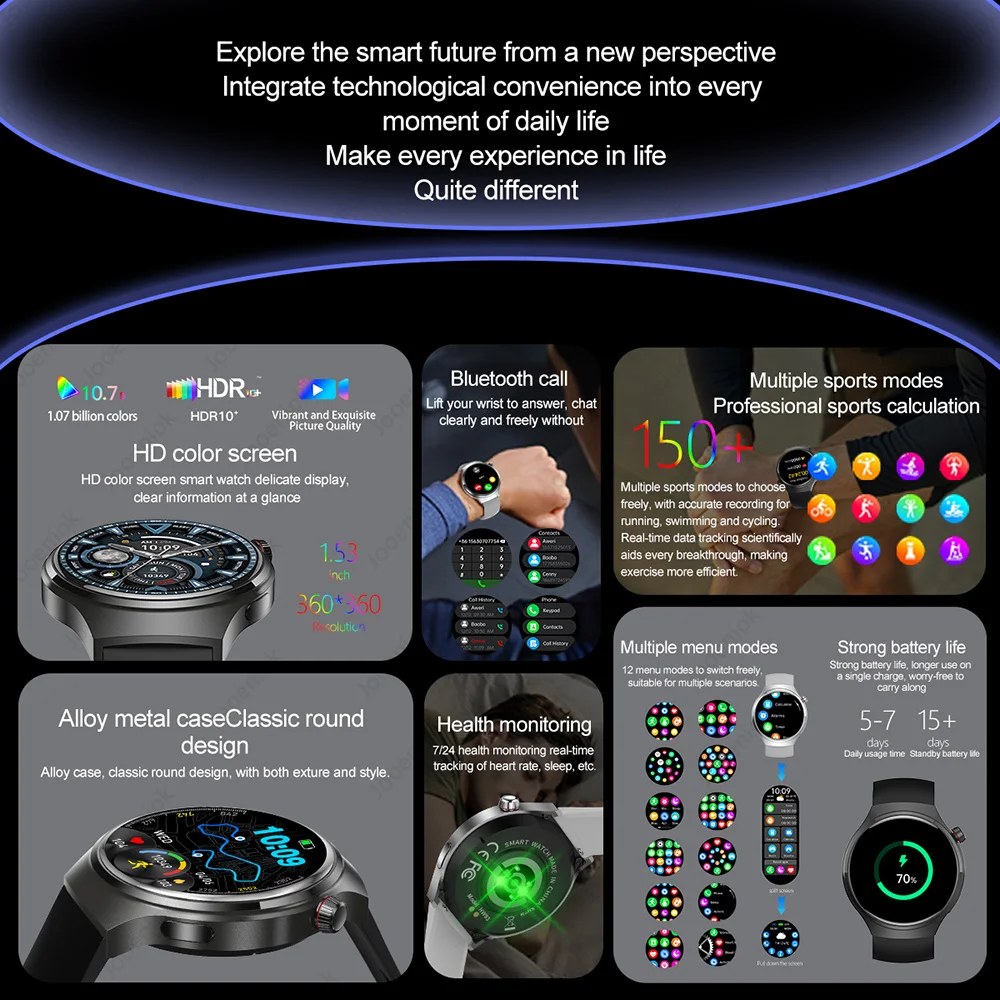 Watch 4 Pro Sports Smart Watch Men 360*360 AMOLED HD Screen Heart Rate Bluetooth Call IP68 Waterproof Music SmartWatch 2025 New 2