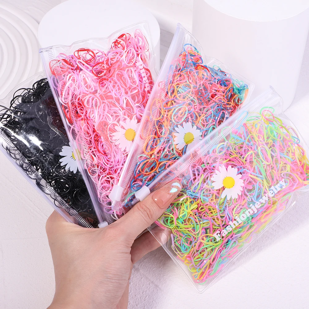 1000/2000Pcs/Pack Girls Rubber Band Elastic Hair Bands Headband Children Ponytail Holder Bands Kids Headwear Hair Accessories