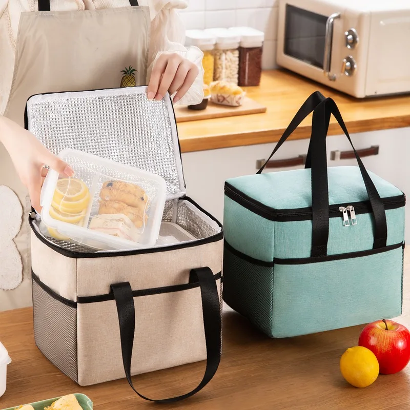 Bolsa de comida portátil para el trabajo para mujer, bolsa térmica con asa  de correa, nevera para estudiantes - AliExpress