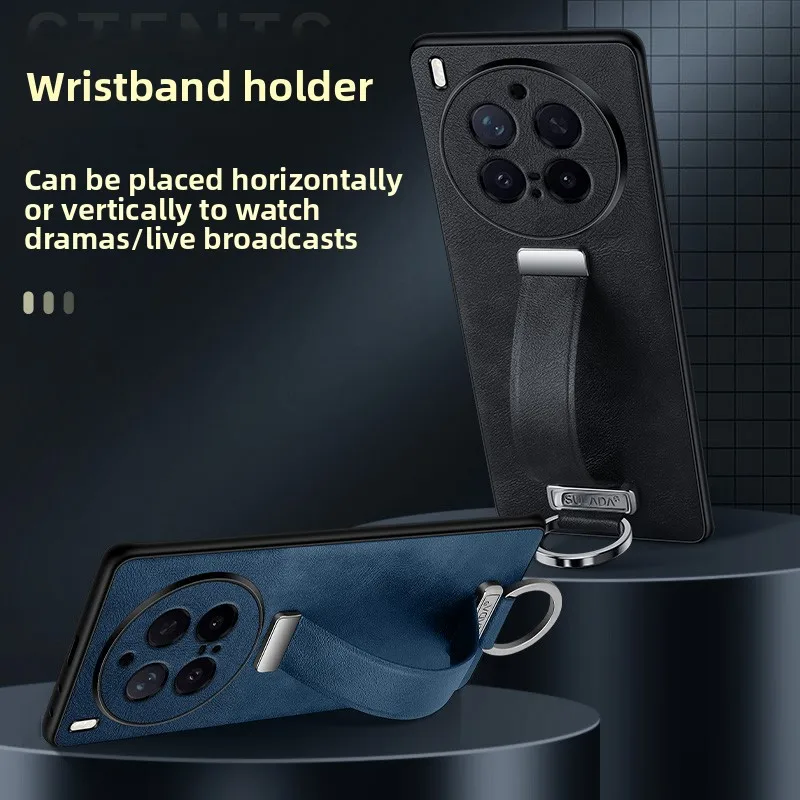 Premium Business Leather Wristband Stand Case - Advanced Anti-Fall & Shockproof Bumper Cover