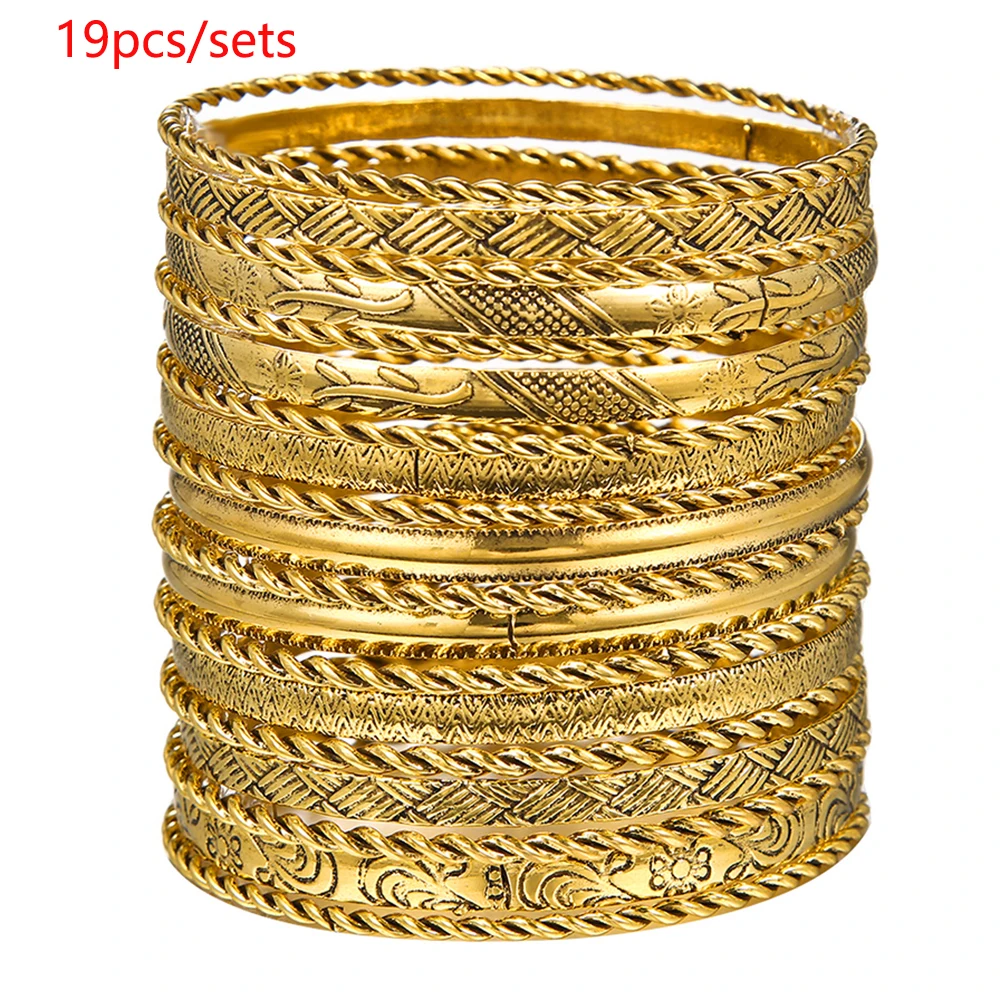 Punk Curb Cuban Chain Bracelets Set 12pcs For Women Miami Boho Thick Gold Color Charm Bracelets Bangles Fashion Jewelry chain bracelet