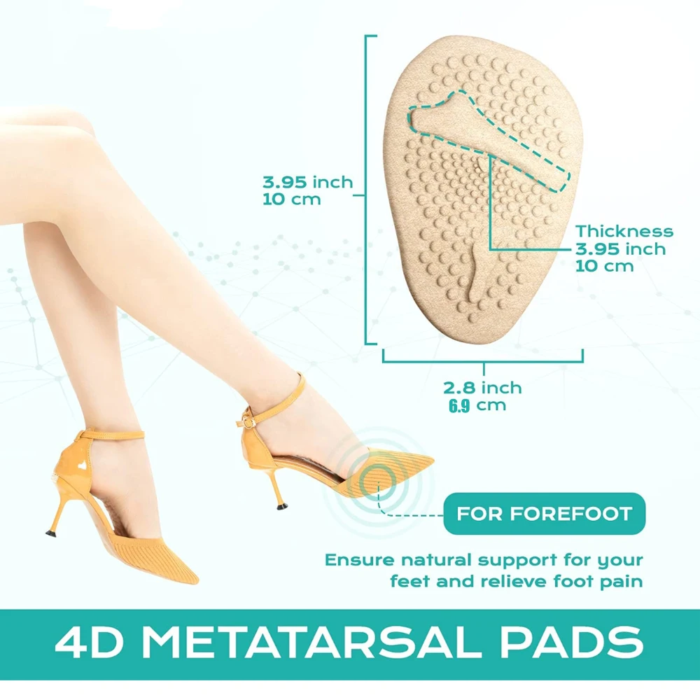 Silicone Forefoot Insert Metatarsal Pads for Women High Heels Sandals Non-slip Ball of Foot Cushions Pads for Feet Pain Relief