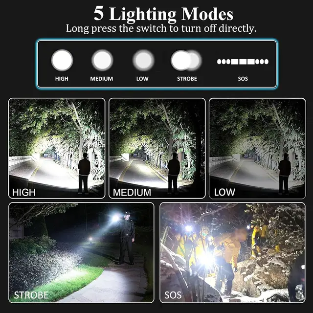 Linterna LED Táctica de Alta Potencia: Tu Compañera Ideal para Aventuras al Aire Libre - Imagen 2