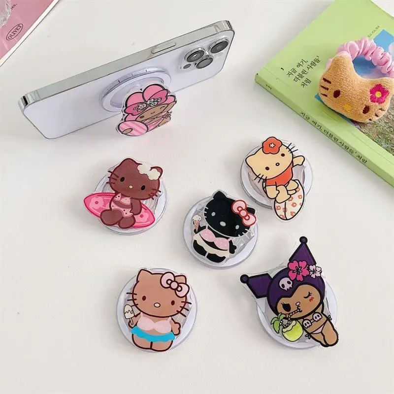 

Kawaii Hello Kitty Kuromi Magsafe Phone Finger Holder Cartoon Anime Melody Mobile Stand Grip Tok Universal Extendable Support