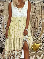 plus Size Women's Sleeveless round Neck Casual Dress Clashing Floral Print Maxi Summer Dresses for Women - Image 3