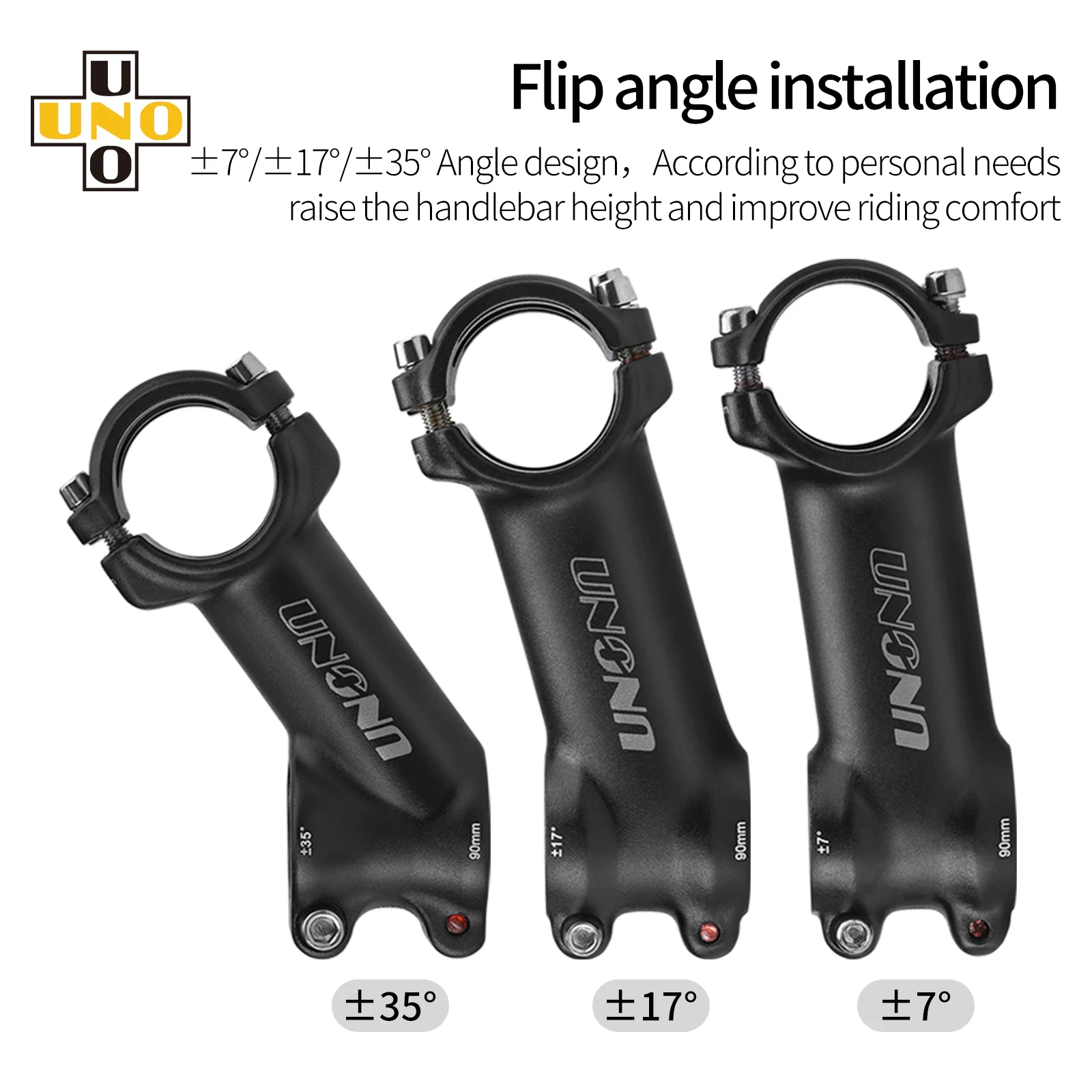 Bicycle Stem UNO Bicycle Stem 7/17/35 Degree Mountain Bike Bridge 28.6mm 31.8mm 60/70/80/90/100/110/120/130mm Road Bike Handlebar Table