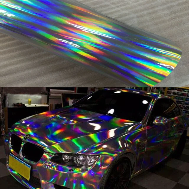 Holographic Laser Chrome Iridescent Vinyl Film Car Wrap Silver
