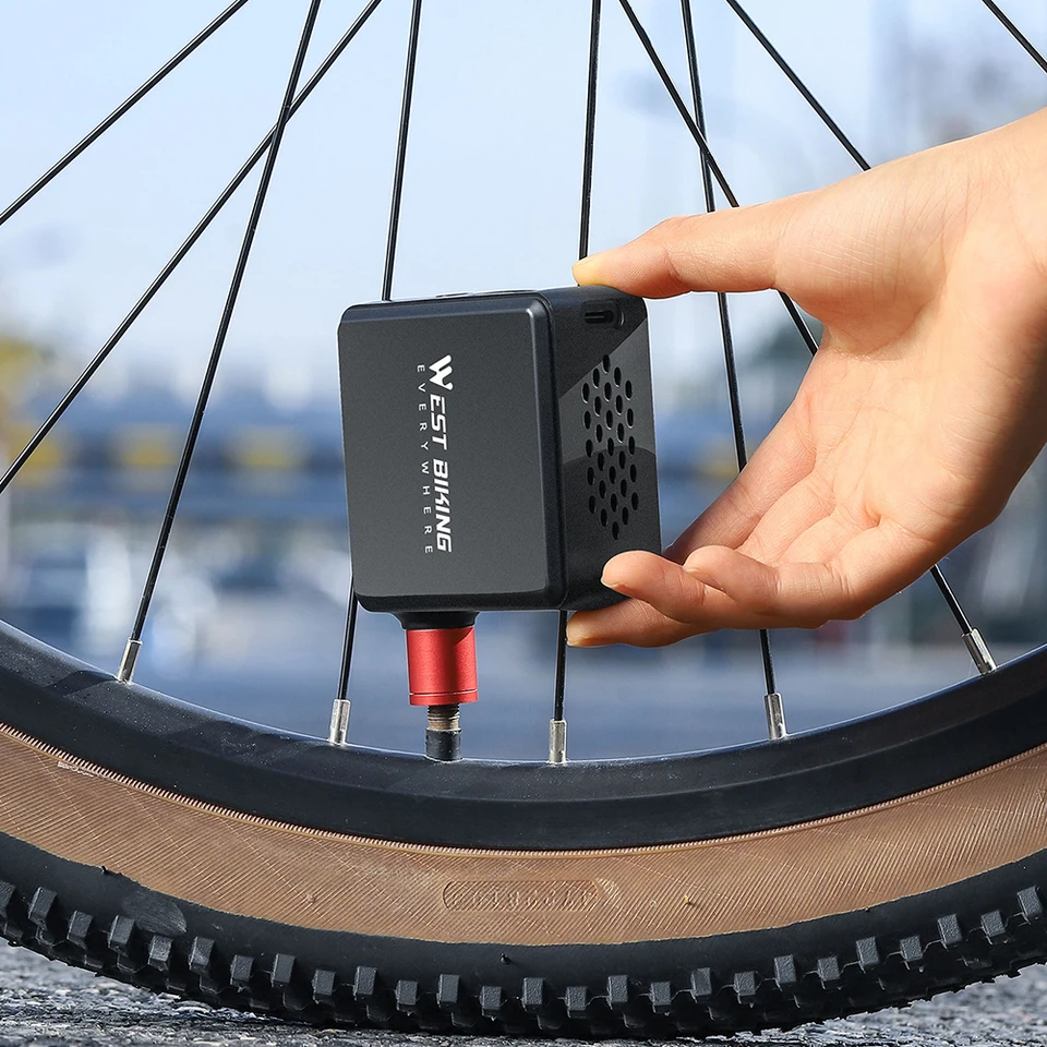 Mini Bomba Bicicleta Eléctrica - Inflador Portátil 100PSI Con Manómetro Digital | Para Bici Carretera, MTB, E-bike, Moto, Presta/Schrader