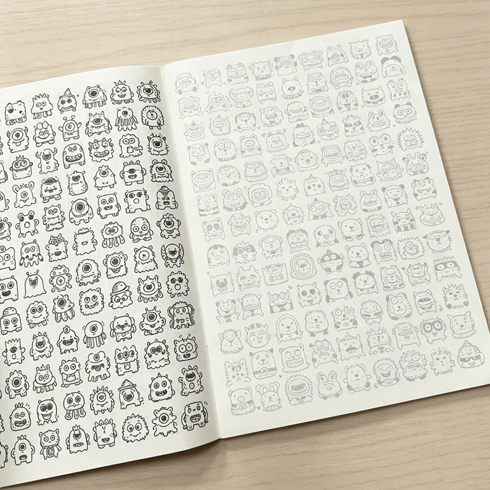 Quaderno da Disegno con 40 Pagine di Personaggi Mostri, Album da Disegno per Principianti Adulti, Libro per Esercizi di Disegno Rilassante con Linee - immagine 5