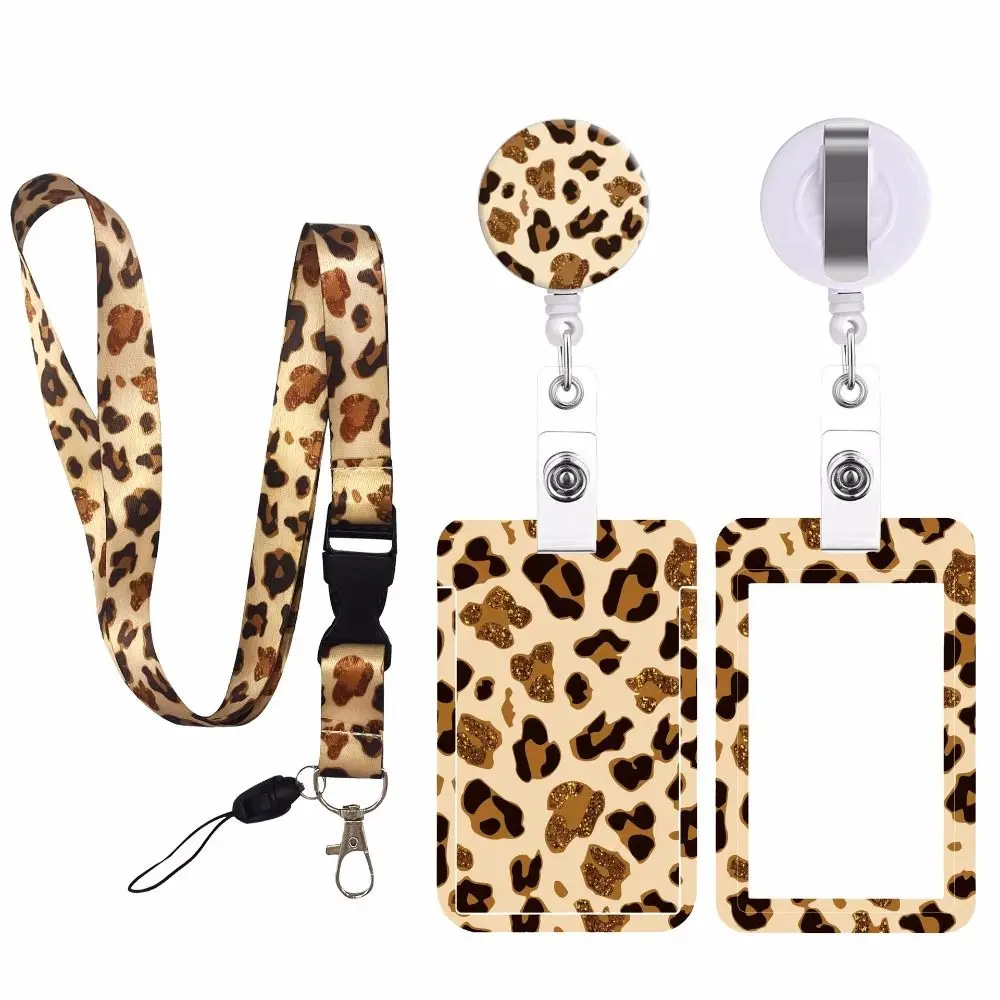 Leopard Print Floral Neck Strap Lanyard