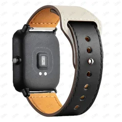 Elegant Leather Watch Strap - Premium 20mm/22mm Adjustable Bracelet - 22mm watch band (Black white 20)