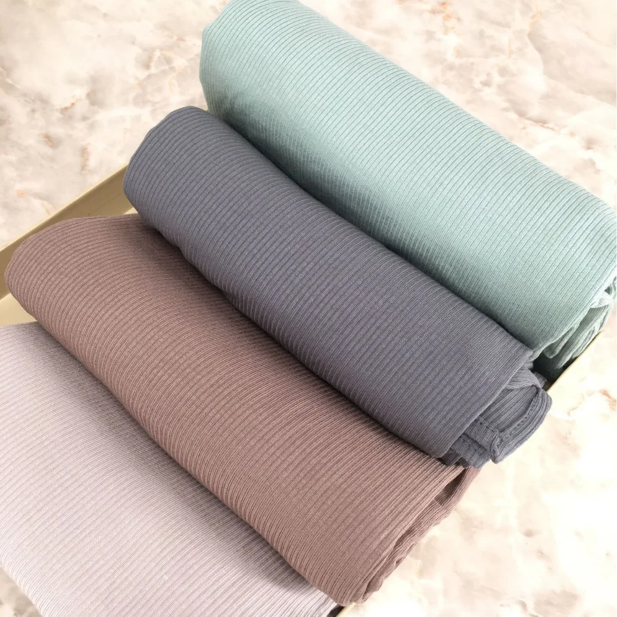 New Bamboo Hijab Scarf  Elastic Breathable Thread Knitted Scarf Women's Solid Color Soft Striped Headscarf Pit Stripes Bandana 2