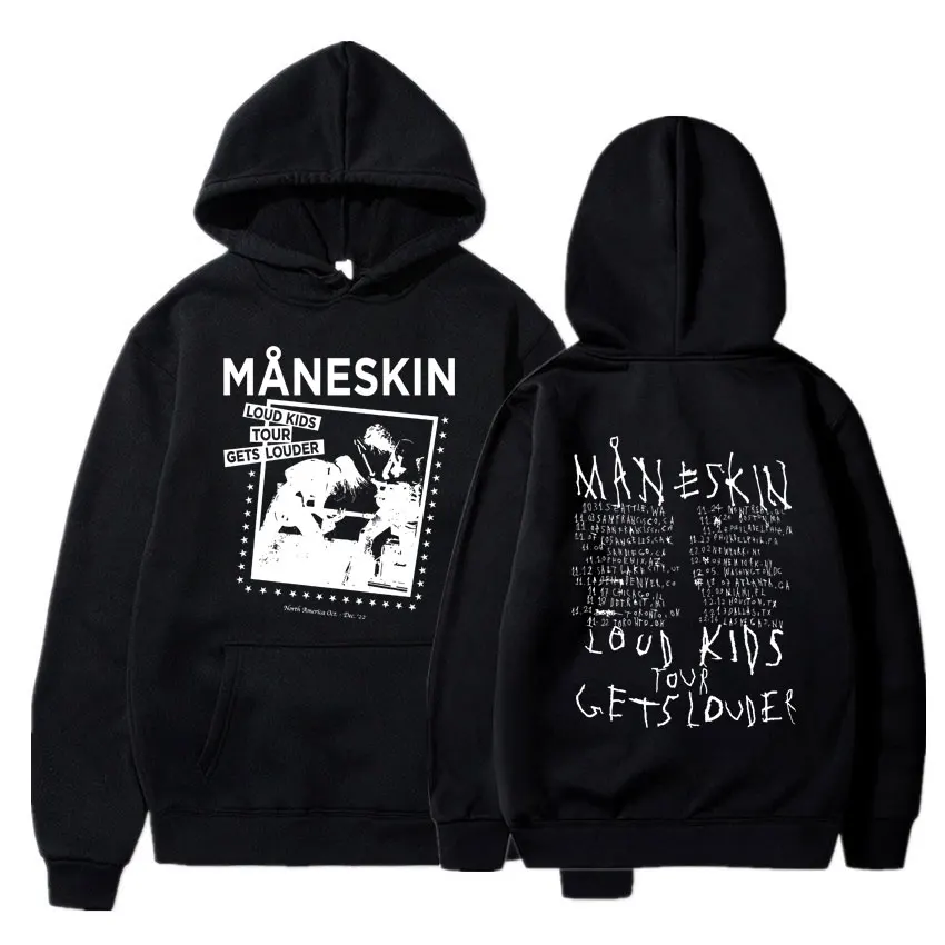 

Italian Rock Band Maneskin Hoodie Louds Kids Gets Louder Tour Hooded Men Women Gothic Hip Hop Long Sleeve Male Fleece Sweatshirt