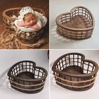 Baby Photography Props Retro and Old Heart-shaped Basin Furniture Studio Photo Backdrop Basket Newborn Photoshoot Accessories 1