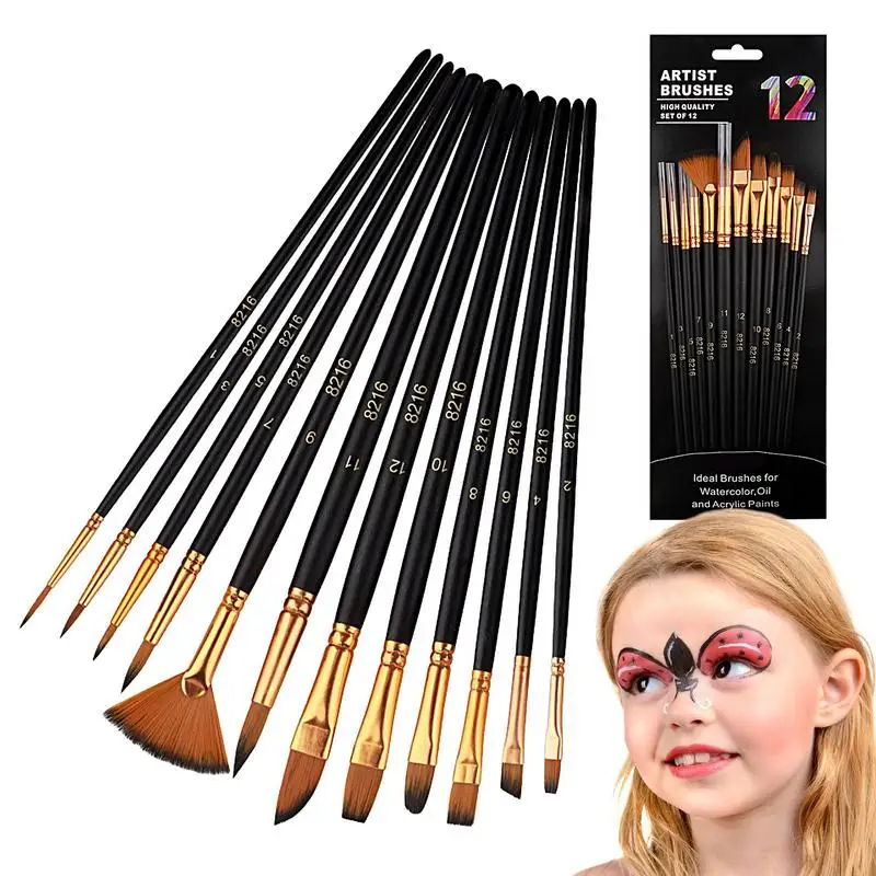 

Artist Paint Brush Set 12Pcs Artist Round Pointed Tip Paintbrushes Artist Nylon Hair Artist Acrylic Paint Brushes Kids Adult