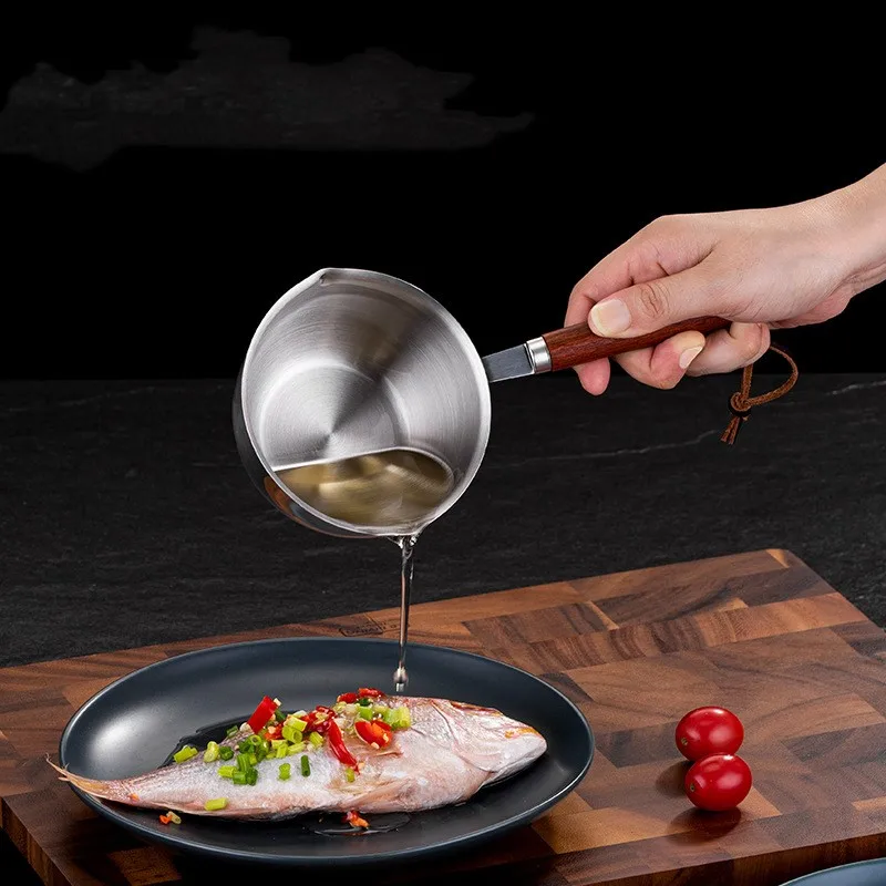 

Youpin Hot Oil Splash Pot With Scale Stainless Steel Mini Oil Pan Non-stick Cookware Mini Frying Pan Home Appliance 125ml-300ml