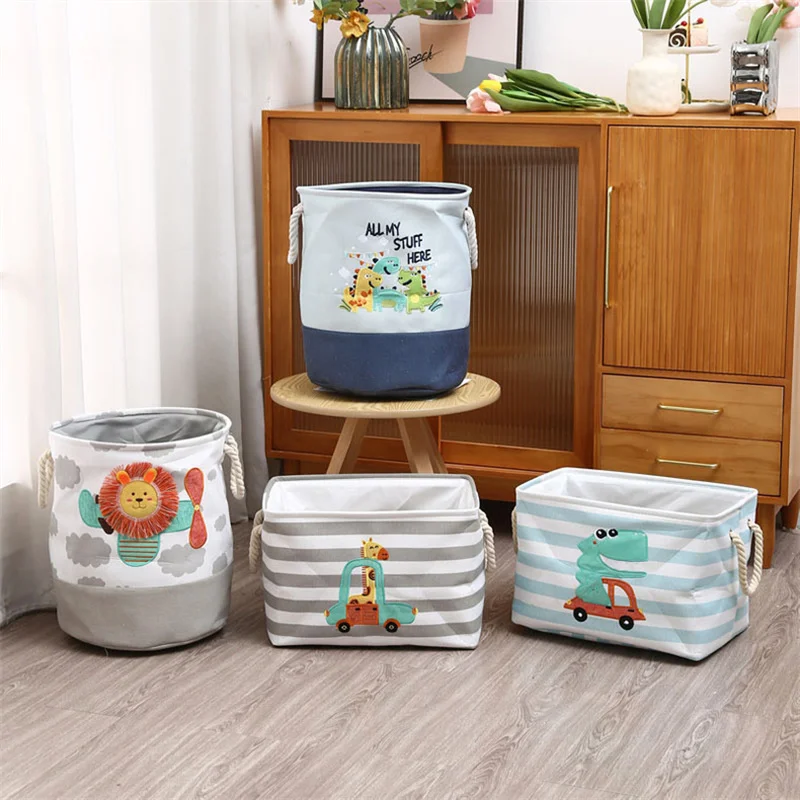 

Canvas Storage Basket Sundries Storage Box With Handle Organizer For Kids Toys Plush Doll Books Office Quilt Stationery