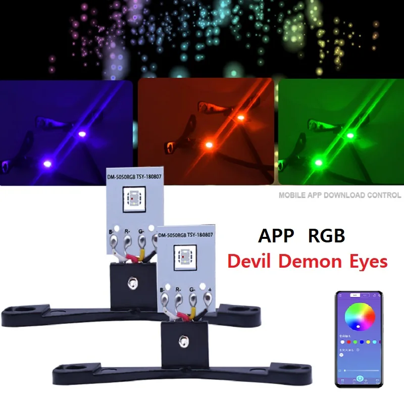 2 Anillos LED RGB Para Faros - Control Por App, Ojo De Demonio, Lente Proyector, 12V