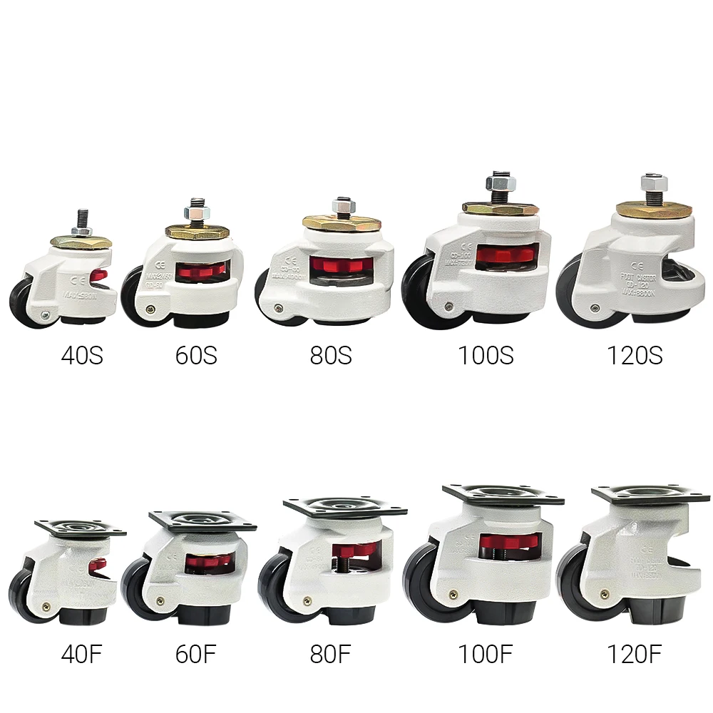 Leveling Adjustment Wheel Heavy Machinery Caster Heavy Duty Caster GD40F/60F/80F GD40S/60S/80S Swivel Load 500KG