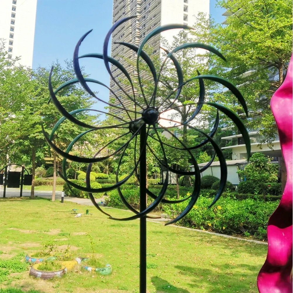 Rotating Metal Windmill 3D Wind Powered Kinetic Sculpture Lawn Solar Spinners Yard and Garden Decor garden art decor windmill toys garden windmill wind spinner