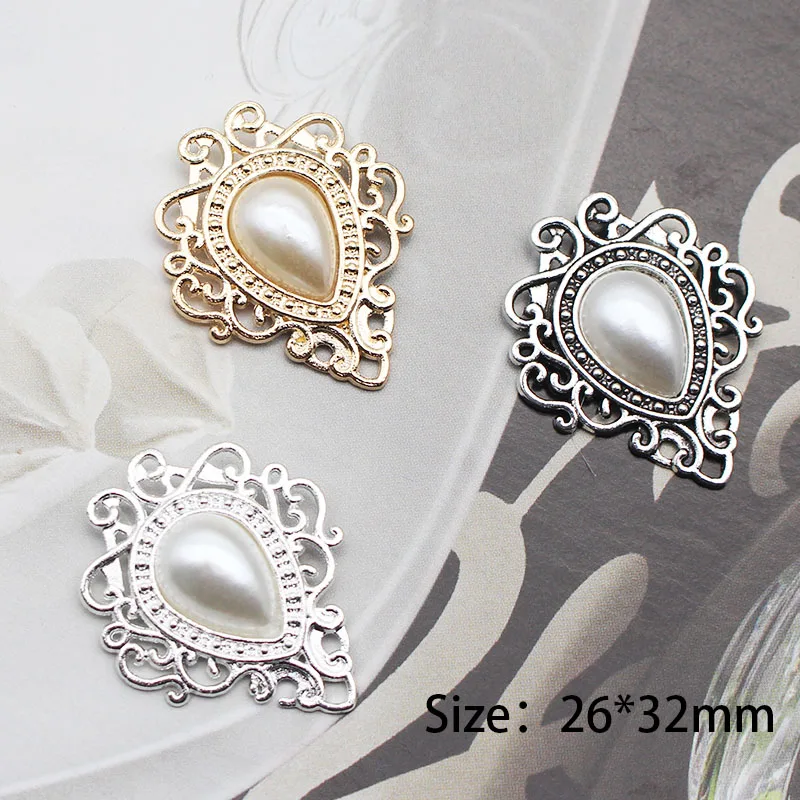 

10pcs Retro Palace Style Alloy Pearl Accessories Clothing Shirt Neckline Bow DIY Decorative Materials