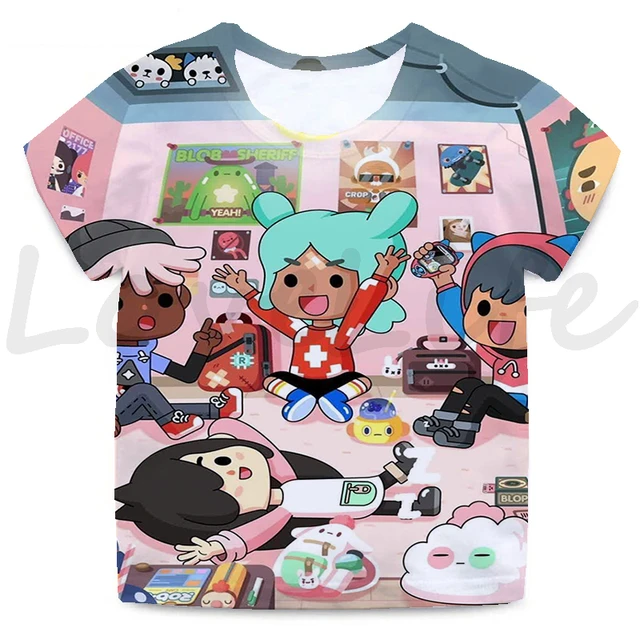 Girls/Boys Game Toca Boca And Gacha Life World Cartoon Graphic Printed  T-shirt Kids Comfy Versatile Summer Short Sleeved Clothes