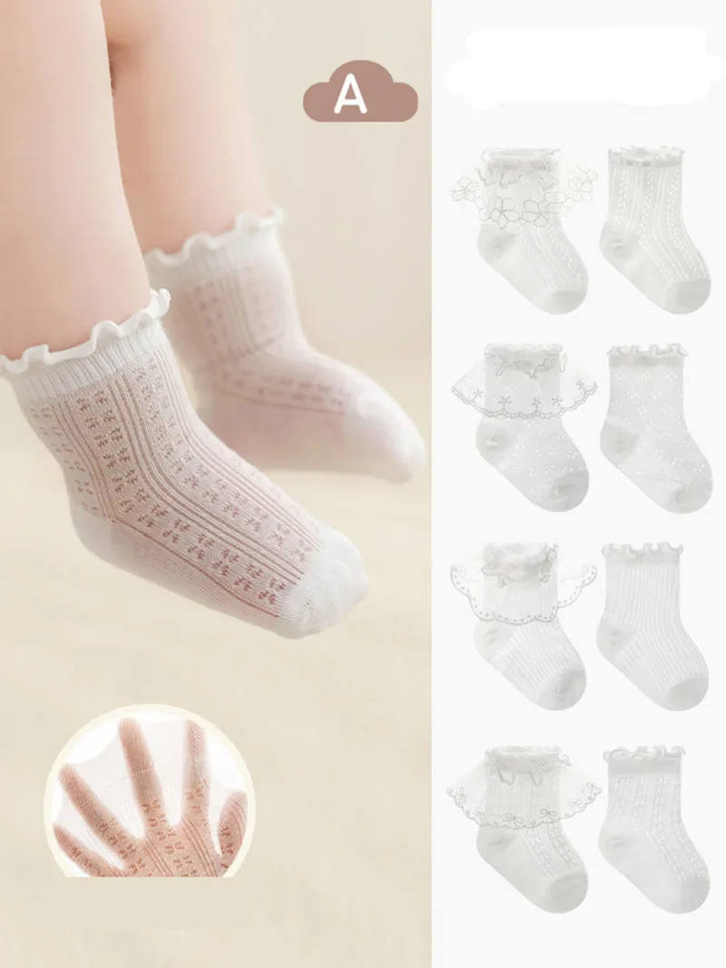 Girls Thin Summer Socks Breathable Mesh Lace Princess