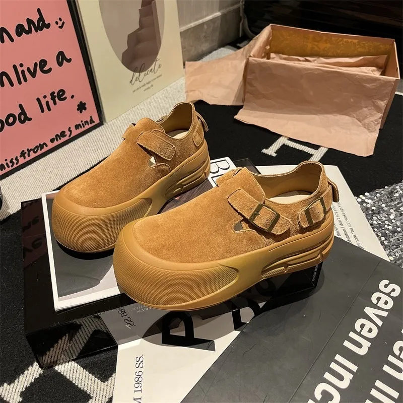 2024 Fashion Women's Shoes Buckle Strap Women's Vulcanize Shoes Fashion Round Head High Quality Belt Buckle Classic Casual Shoes 2