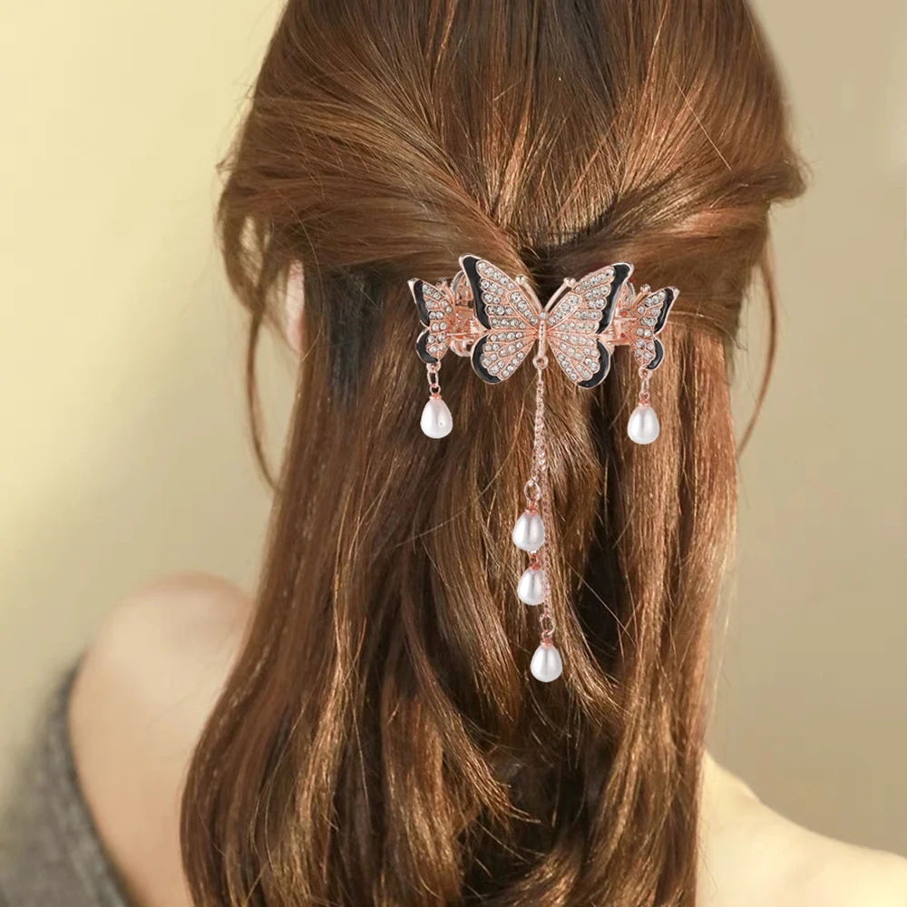 6cm-Alloy-Butterfly-Spring-Clip-Hairpin-Women-Summer-Tassel-Barrettes ...