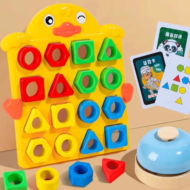 

Kids Geometric Shape Color Matching Puzzle Baby Montessori Educational Learning Toys for Children Interactive Battle Game Gift