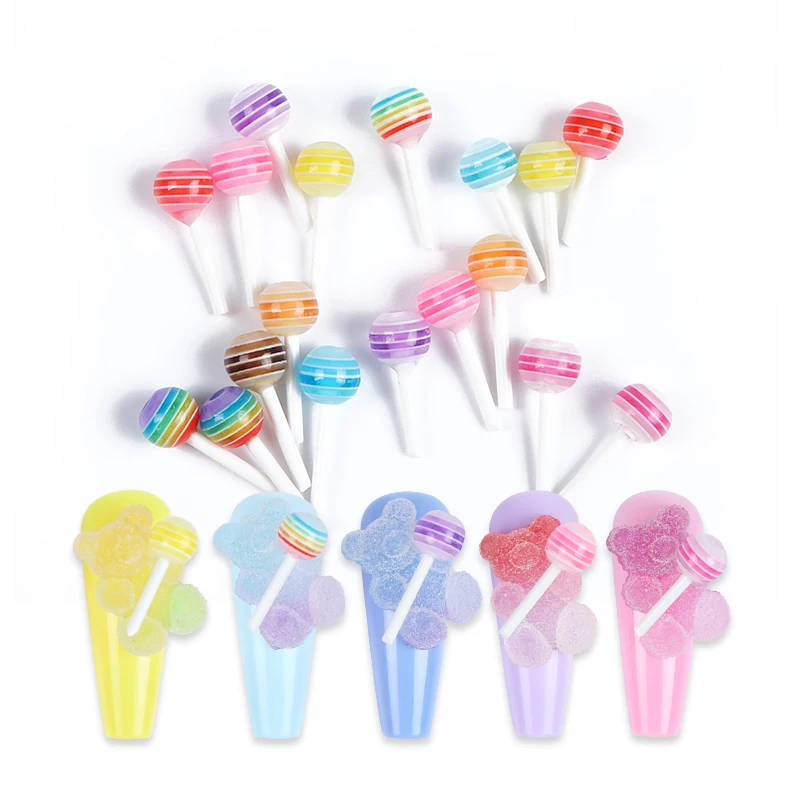 

18pcs Mini Cute Lollipop Nail Art Decorations 3D Rainbow Candy Acrylic Nail Charms Manicure Kawaii Accessories DIY Nail Supplies