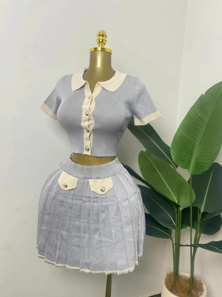 Wmstar Two Piece Sets Women Wholesale Dress Setsknitted Cardigan Button Elegant Dresses New in Summer 2025 Matching Suit