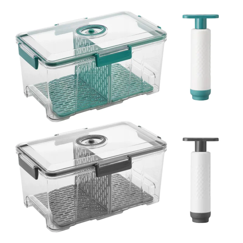 

Vacuum Food Container with Pump Fresh-Keeping Box Large Capacity Food Dispenser Transparent Timer Storage Container for fish