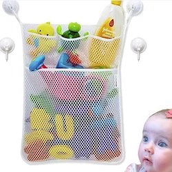 Sac de rangement en filet pour jouets de bain pour enfants, rangement mural derrière la porte du dortoir, sac de rangement suspendu pour cosmétiques et articles de toilette 