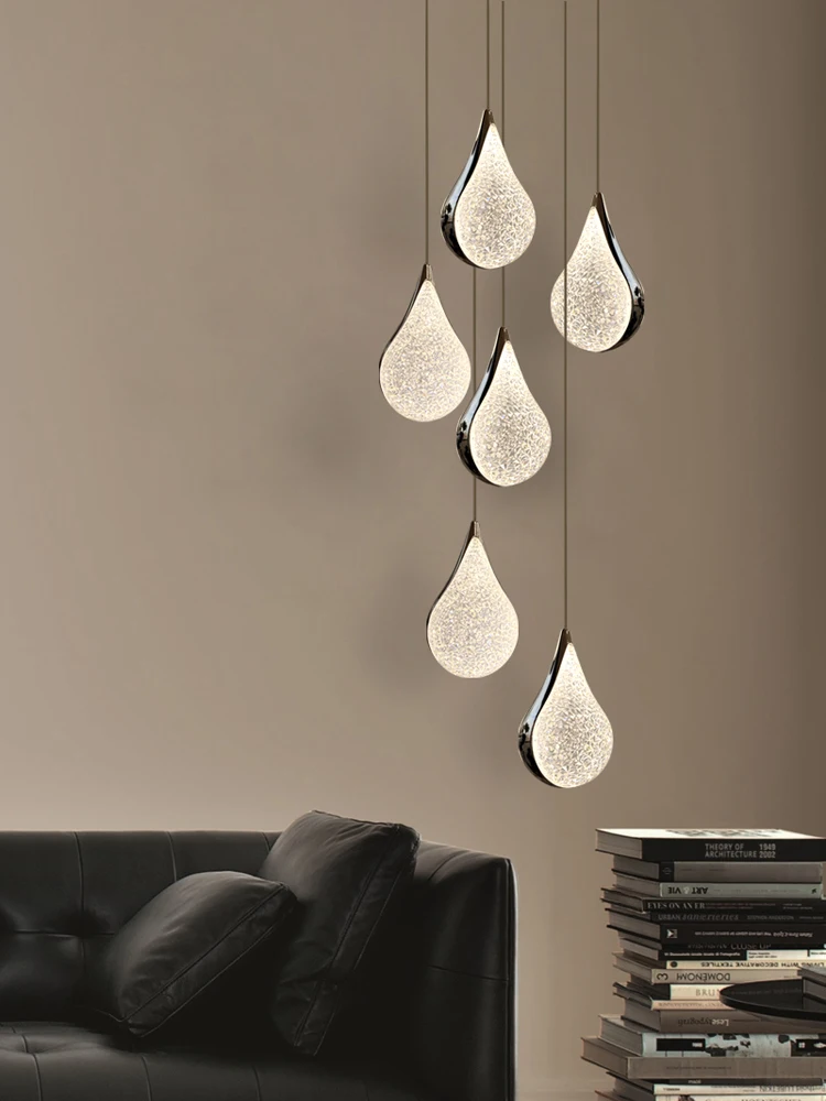 StaircaseChandelierModernLEDWaterdropletLampStairLampNordic