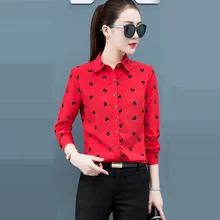 

Korean Fashion Chiffon Women Blouses Office Lady Shirt and Blouse Long Sleeve Blusas Largas Plus Size XXXL/5XL Womens Tops