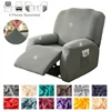 4 Pieces/SET Recliner Cover Stretch Recliner Chair Covers Soft Recliner Slipcovers with Pocket for Kids and Pets 1