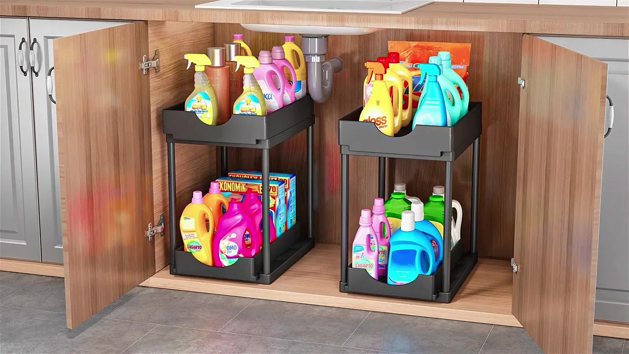 REALINN Organizer trasparente a 3 ripiani con divisori per bancone