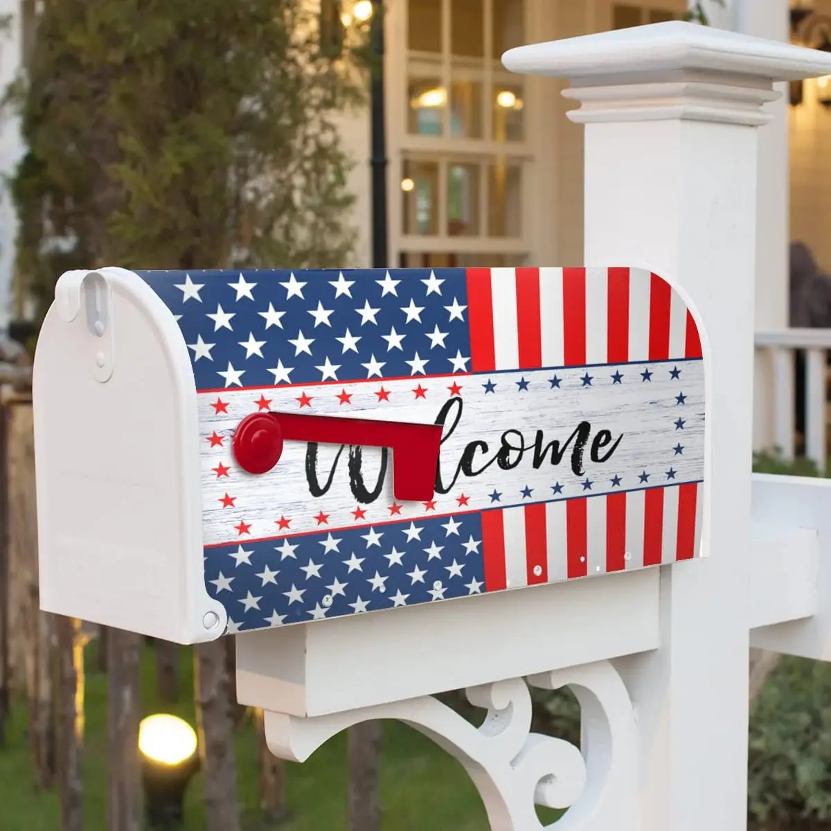 Welcome Mailbox Covers American Flag Patriotic Mailbox Cover Magnetic US Independence Day 4th of July Covers Garden