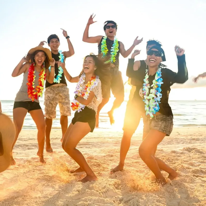 Colorful Artificial Flower Necklaces for Hawaiian Party Decor